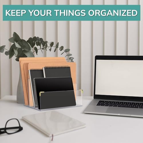 pbf Acrylic File Holder | Clear File Organizer for Desk w/ Gold