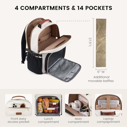 LOVEVOOK Lunch Backpack with Lunch Compartment,15.6 Inch Laptop Work