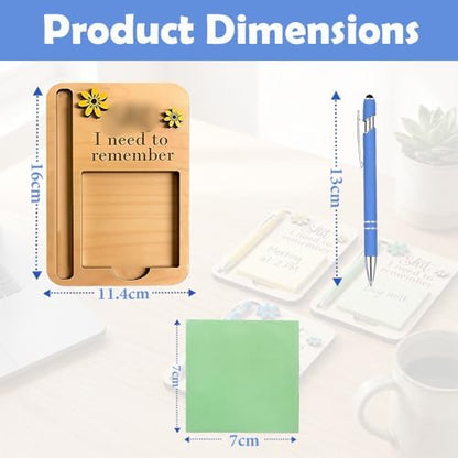 Wooden Sticky Note Holder Set, Sticky Notepad Holder for Desk