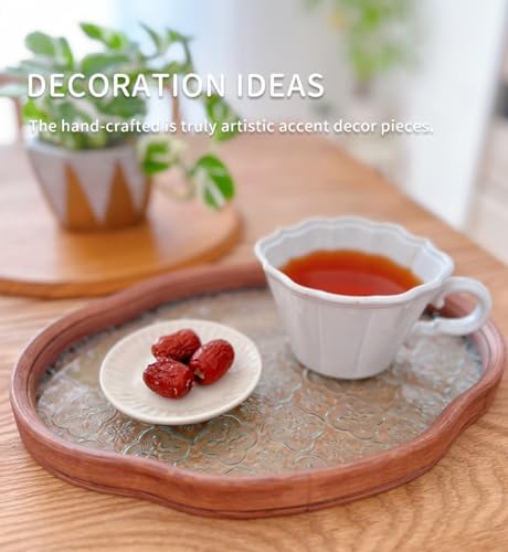 IwaiLoft Glass Serving Tray with The Crabapple Pattern Glass and