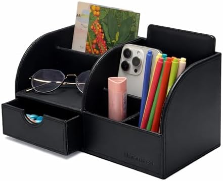 UnionBasic Desk Organizer - Multifunctional Leather Desktop Pen Holder
