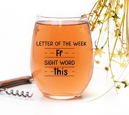 Sight Words 15 oz Wine Glass - Teacher Appreciation Gifts - Best New