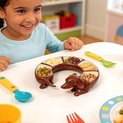 Dachshund Design 5 Section Storage Dish,Divided Serving Tray, for Home