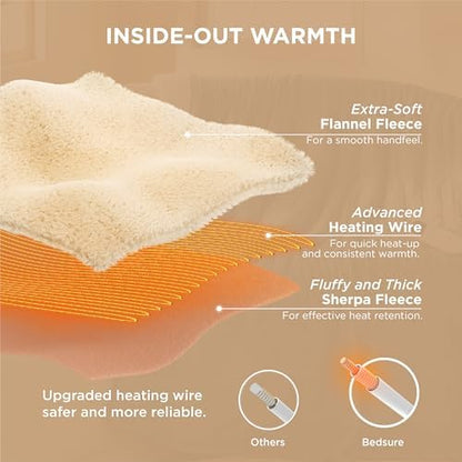 Bedsure Heated Blanket Throw Blanket with Preheat Function - Fast