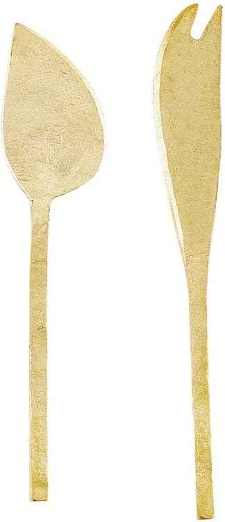 Santa Barbara Design Studio Cheese Knives Gift Set White & Black Cardboard Book Gifts, 2-Pieces, Hammered Gold