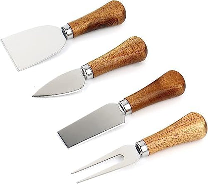 Cheese Knives Set with Wooden Handle, Mini Steel Stainless Cheese