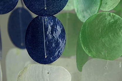 Set of 2 Coastal Blue and Multicolor Capiz Shell Wind Chimes