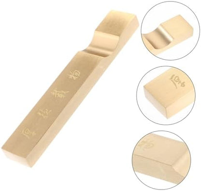 Xmas Brass Chinese Calligraphy Paperweight for Desk Decoration, Golden