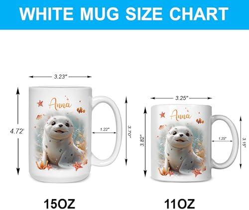 Hyturtle Personalized Cute Seal Mug - Custom Coffee Cup - Gift For