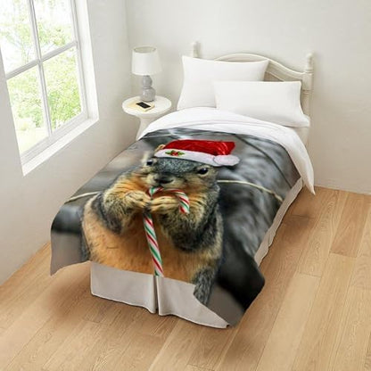 CafePress Christmas Squirrel Twin Duvet Cover, Printed Comforter