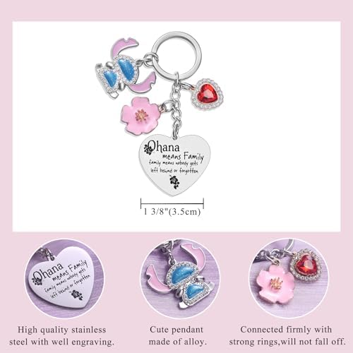 Cute Keychain Ohana Means Family Friendship Gifts For Daughter Teens