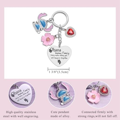 Cute Keychain Ohana Means Family Friendship Gifts For Daughter Teens