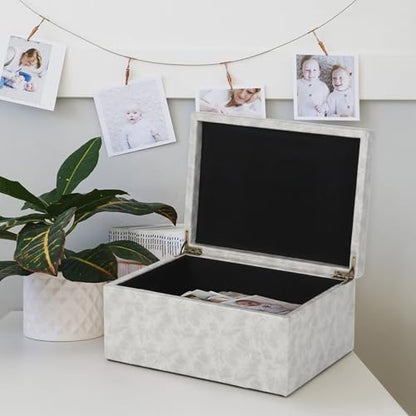 HofferRuffer Faux Leather Decorative Box, Large Wooden Structure
