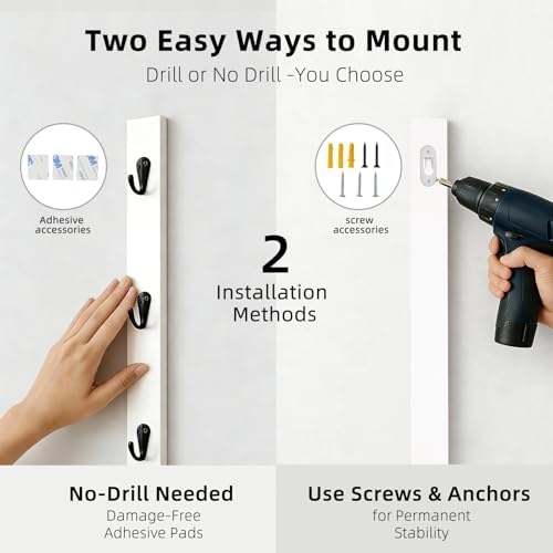 Vertical Wall Mounted Coffee Mug Rack, Wooden Coffee Mug Holder with 6