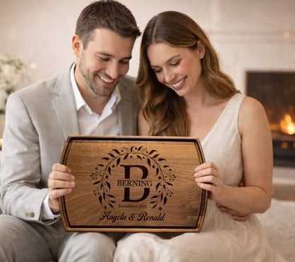 Personalized Wedding Gift Cutting Board for Couples, Custom Engraved