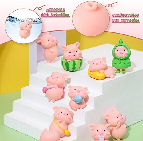 Leitee 19 Pcs Tiny Pig Figurines Set Pig Cake Topper Decor,Classic