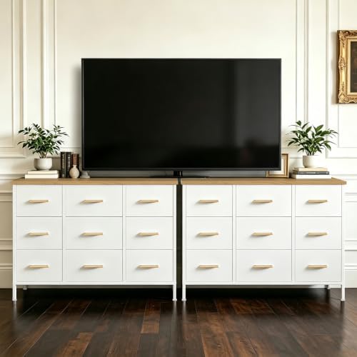 VASICAR Wide TV Stand Modern TV Console, 9 Drawers Dresser for Bedroom