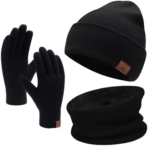 FZ FANTASTIC ZONE Winter Beanie Hats Scarf Touchscreen Gloves for Men