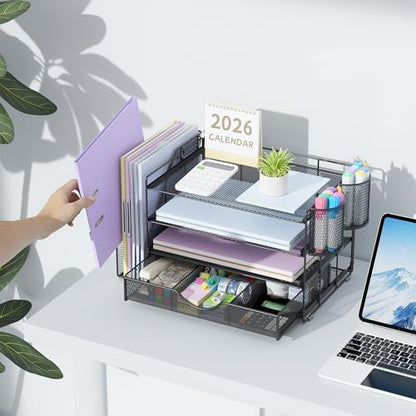 gianotter Metal Mesh Desk Organizers and Accessories with File Holder
