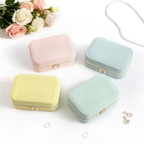 Genuine Leather Travel Jewelry Organizer Case for Women, Small Mini