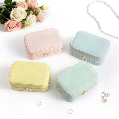 Genuine Leather Travel Jewelry Organizer Case for Women, Small Mini