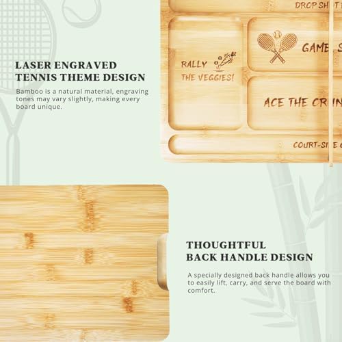 Tennis Court Charcuterie Board with Net, 17.3-Inch Bamboo Tray