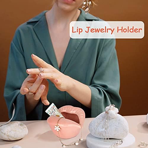 Trycooling Ceramic Red Lips Lipstick Ring Holder, Pink