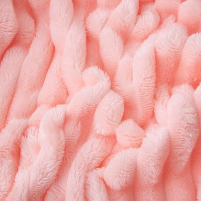 Light Pink Fleece Throw Blanket 50”×60” for Couch Sofa Livingroom