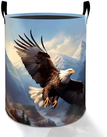 Flying Bald Eagle Laundry Basket Hamper for Boys Girls Kids Adults