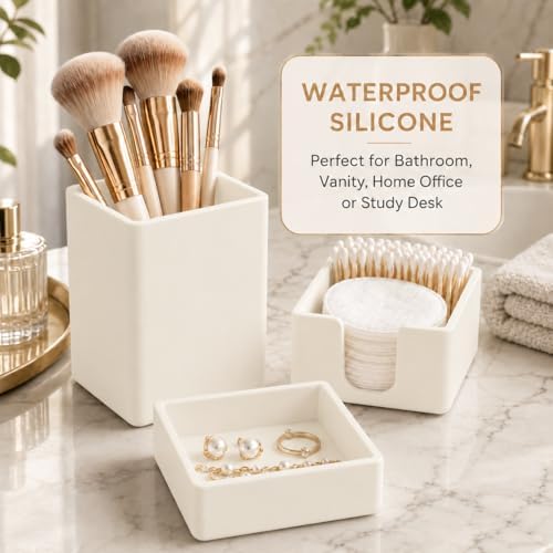 minimaliving Aesthetic Silicone Desk Organizer Set of 3,Modern Office