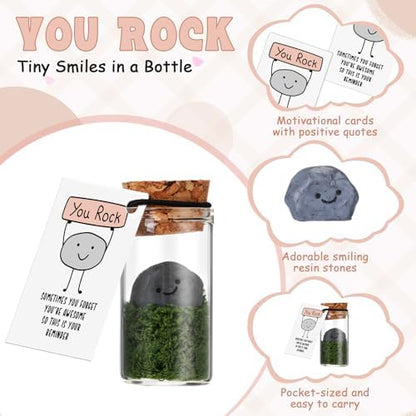 Seenelling 10 Sets You Rock Gifts Smile Resin Stone with Card for