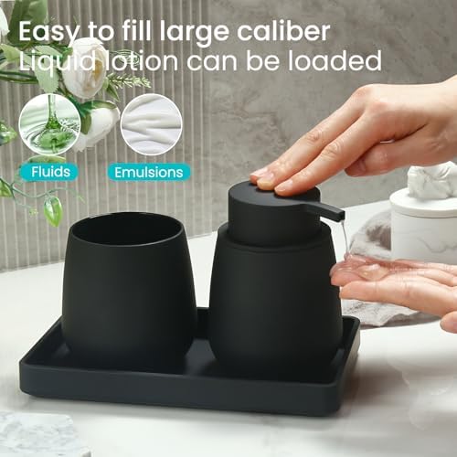 Black Bathroom Accessories Set, Modern 3 Pcs Bathroom Essentials