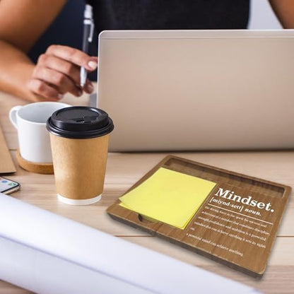 Wooden Desk Note Pen Holder, Inspirational Mindset Office Desk Decor
