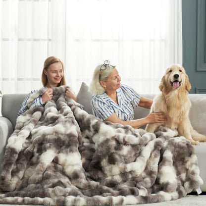 Cozy Bliss Faux Fur Throw Blanket for Couch, Fuzzy Soft Plush Thick
