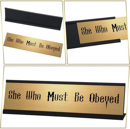 Wonderjune Funny Desk Sign She Must Be Obeyed Desk Plate Teacher