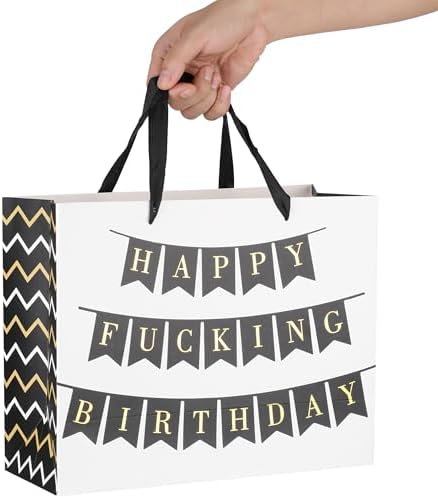 Qirrmiy 13" Large White Gift Bag Set with Greeting Card and Tissue