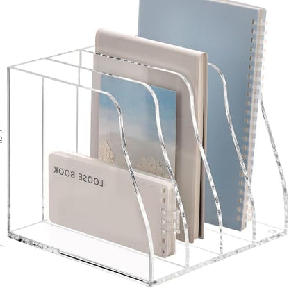 SANRUI Acrylic Desk File Organizer, Clear Magazine File Holder 4 Slot