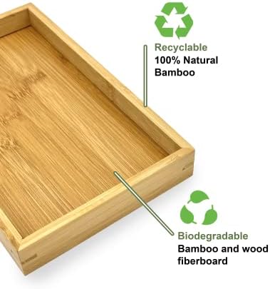 Natural Bamboo Serving Tray Platter 17.75 x 11.8 Rectangular, Bamboo