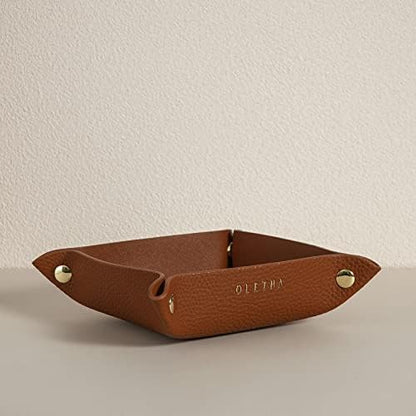 OLETHA Foldable Valet Tray, Travel Essentials for Women, Brown