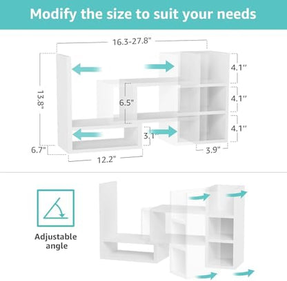 NUTIKAS Desk Shelves Desktop Organizer Shelf - White Office