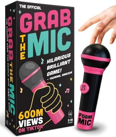 Grab The Mic - Award Winning Karaoke Party Game for Bad Singers w Foam