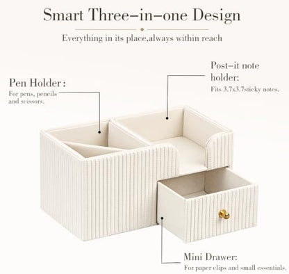 Desk Organizer with Drawer,Pencil Pen Holder for Desk,Sticky Note