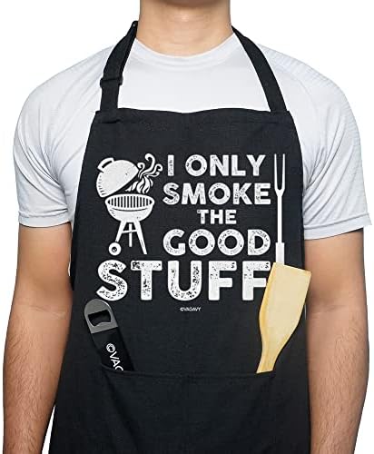 VAGAVY 100% Cotton, Black Funny Aprons for Men, Dad, Husband
