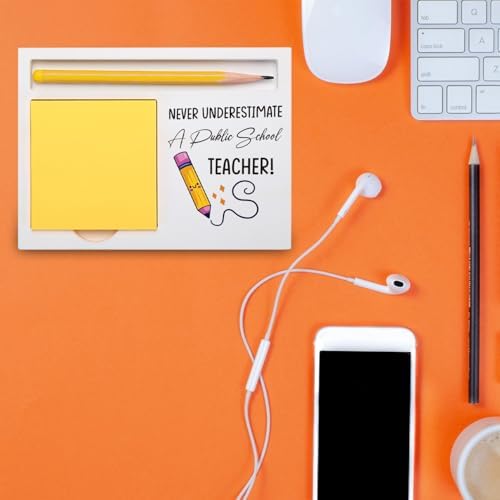 Public School Teacher Gift, Floral Wooden Sticky Note Holder.
