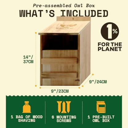 WildYard Barn Owl Nesting Box - Large, Cedar, Preassembled, Easy-Hang
