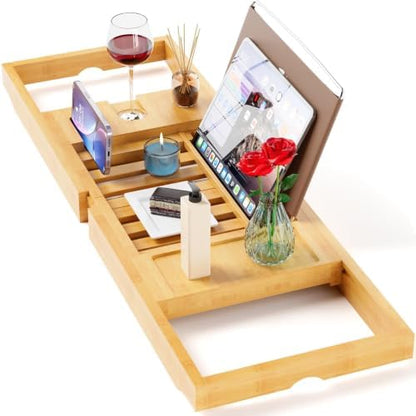 Bathtub Tray Caddy, Expandable Bath Tray, Unique House Warming