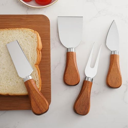 YUANQIAN Cheese Knife Set with Acacia Wood Handles - Cheese Knife