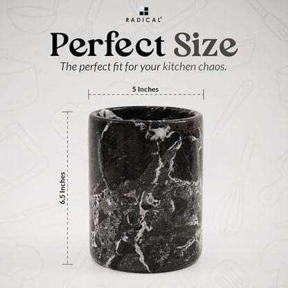 Radicaln Marble Utensil Holder Kitchen Counter, 6.5 Inch Spoon Crock
