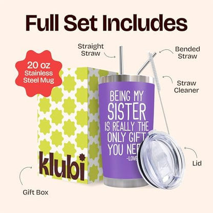 KLUBI Sister Gifts for Women - Purple Tumbler Coffee Mug - Being My