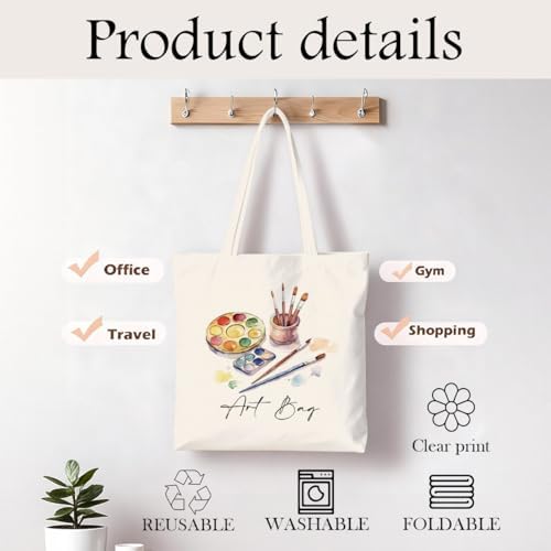Funny Artist Gift Tote Bag,Reusable Canvas Design,Grocery Shopping